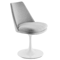Modway Lippa Swivel Dining Upholstered Side Chair - White Light Grey-Textured Woven Healthered Fabric
