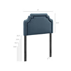 Modway Magnolia Stain-Resistant Performance Velvet Twin Size Headboard - Cadet Blue/Midnight-Padded Twin Size Headboard