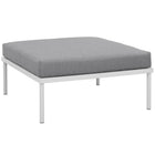 Modway Harmony Outdoor Patio Aluminum Ottoman - White/Grey-All-Weather Canvas Fabric