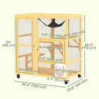 PawHut Wooden Cat House with Flap Door, Platforms and Hammock - Yellow-Open-top design for easy interaction with your pets 