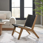 Modway Saoirse Woven Rope Wood Accent Lounge Chair - Walnut Black-Slightly Reclined Seat