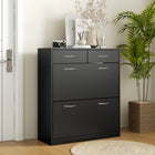 HOMCOM Entryway Shoe Cabinet with 2 Flip Drawers for 12 Pairs - Black-Can store up to 12 pairs of shoes in two tilt-out drawers