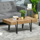 HOMCOM Rustic Coffee Table with Steel Legs - Natural Wood Finish-Made of MDF board with metal legs for high stability