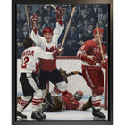 Frameworth Paul Henderson Classic Series 1972 Summit Series Golden Goal - Framed Canvas - 18.5" x 22.5"-Officially licensed Team Canada hockey canvas featuring Paul Henderson's iconic 1972 Summit Series Golden Goal