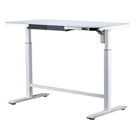 Motionwise M1 Glass Series Height Adjustable Electric Sit Stand Desk - 48" x 24" - with Single Tempered Glass Desktop - White-Electric Height Adjustment: Seamlessly switch between sitting and standing with a height range of 28” to 47”, using the easy-to-use side lever in an up-and-down motion, which helps reduce back pain and improve posture during long workdays