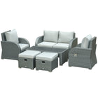 Outsunny 6-Piece Patio Furniture with Thick Cushions and Loveseat Sofa - Grey-Modern 6 pieces detachable outdoor furniture set offers stylish and comfortable lounging