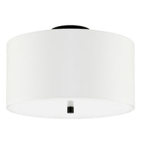 Hudson&Canal Ellis 16" Flush Mount with Fabric Shade - Matte Black/White-Modern and contemporary design for your entryway, foyer, or kitchen