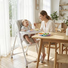 Qaba High Chair with Adjustable Seat Height - Backrest - Footrest - Tray-Four lockable universal wheels allow for easy movement between rooms

