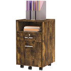 Vinsetto 2-Drawer Letter/A4 Filing Cabinet with Lock - Rustic Brown-1 open shelf and 2 drawers provide enough storage space 
