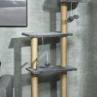 PawHut 90.5" - 98.5" Floor-To-Ceiling Cat Tree Tower - Grey-Solid particleboard construction and anti-dumping accessories keep the whole cat tree strong and stable. 