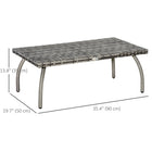 Outsunny 35.4" L x 19.7" W Rattan Coffee Table - Grey-Heavy-duty steel frame construction adds strength and durability to the furniture