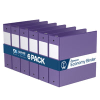 Davis Group Premium Economy Binder - Round Ring - 3" - Purple - 6 Pack-3 Ring Binder
