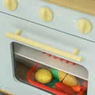 Qaba Kids Kitchen Playset with Stove Microwave Oven Turning Knobs - Blue-Lots of storage shelves and cabinets organise play area 