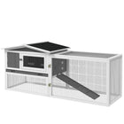 PawHut Outdoor Wooden Rabbit Hutch - Grey-Suitable for rabbits, tortoises, bunnies, guinea pigs, ferrets, and similar sized animals 