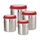 Tramontina Canister Set - Red Lids - 4 Piece Set-Ideal for storing non-perishable food