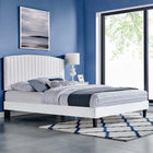 Modway Alessi Performance Velvet Queen Platform Bed with Tapered Wood Legs - White-Tapered Wood Legs