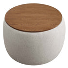 Modway Perla Woven Heathered Fabric Upholstered Storage Ottoman - Heathered Weave/Ivory-Non-Marking Foot Glides