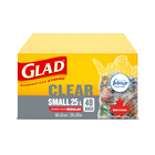 Glad Easy-Tie Kitche Catcher White Reg. W/Febreze - 25L - 48 Pack-SMALL WHITE GARBAGE BAGS: Box of 24 bags of Glad Small 25L white garbage Bags