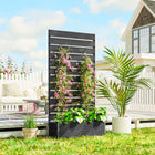 Outsunny Raised Garden Bed with Trellis for Climbing Plants - Black-Lots of space to plant vegetables, flowers, and herbs

