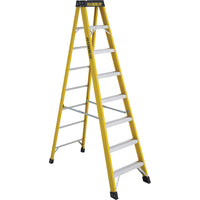 Featherlite 6900 Series 8' Industrial Heavy-Duty Fiberglass Stepladder-Nominal Height: 8'
