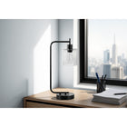 Monarch Specialties 20" H Table Lamp - Black Metal / Glass Shade-This task lamp includes a convenient USB port to charge devices and an on/off touch switch embedded in the base, holding a single bulb (not included) with a maximum output of 40W/120V