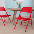 Flash Furniture HERCULES Series Triple Braced & Double-Hinged Metal Folding Chair - Red-Red Frame Finish