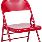 Flash Furniture HERCULES Series Triple Braced & Double-Hinged Metal Folding Chair - Red-18 Gauge Steel Frame