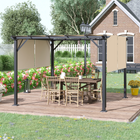 Outsunny 10 ft W x 12 ft L Retractable Pergola Canopy - Beige-Sturdy steel frame for great stability