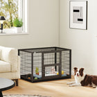 PawHut 37" Heavy Duty Dog Crate, Metal Dog Kennel with Removable Tray-Secure locking doors prevent escapes during daily use