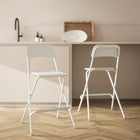 HOMCOM Folding Bar Stools with Footrest - White - 2 Pack-Curved backrest and footrest provide support and comfort while seated
