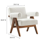 Modway Lyra Boucle Fabric Armchair - Ivory-Non-removable Cushions