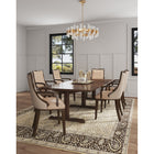 Manhattan Comfort Grand 22.5" Traditional Faux Leather and Velvet Upholstered Dining Armchair - Tan-Frame Made of Solid Beech Wood with Rich Walnut Finish