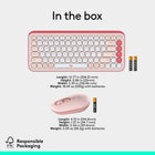 Logitech Pop Icon  Bluetooth Keyboard & Mouse Combos -  Rose-Plastic parts in POP Icon Combo include certified post-consumer recycled plastic (between 37% and 70%, depending on the color). Uses FSC-certified paper for responsible packaging