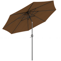 Outsunny Round Market Patio Umbrella - 10' x 8' - Coffee-φ10' (295 cm) Round deck umbrella with 8 ribs provides sun shade protection