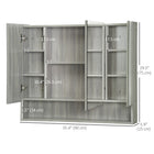 Kleankin Wall Mounted Bathroom Medicine Cabinet with Mirror - Grey-Mirrored doors to see easily when getting ready. Safe soft-closing hinges