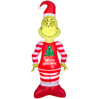 GEMMY Airblown Inflatable Christmas Grinch in Pajamas-Lights up with bright, energy-efficient LED light