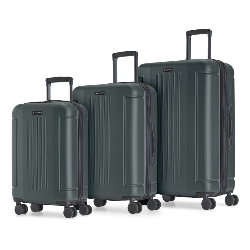 Swiss Mobility LHR 3-Piece Hard Shell Luggage Set - Pewter Green