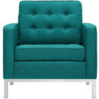 Modway Loft Upholstered Fabric Armchair - Teal-Non-Marking Foot Pads
