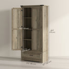 HOMCOM 69" H Tall Kitchen Storage Cabinet with Adjustable Shelves - Grey-Three hinges reinforce each cabinet door 