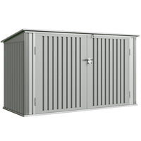 Outsunny 7.6' x 3.4' Garbage Bin Shed for 3 Trash Cans-Accommodates up to 3 bins, shielding them from harsh weather conditions
