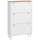 HOMCOM Shoe Cabinet with 3 Flip Drawers for 24 Pairs - White-Three flip drawers hold up to 24 pairs of CA 10 shoes