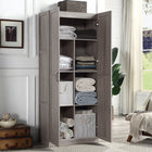 Manhattan Comfort Hopkins 29.61" Modern 7-Shelf Storage Closet - Grey-90° Open Door Style with European Soft Close Door Hinge
