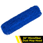 Gritt Commercial Microfiber Looped Dust Mop Pad Head - 36" x 5" - Blue-Easily launderable for increased longevity
