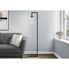 Monarch Specialties 9656 68"H Floor Lamp - Black Metal/Glass Shade-Perfect for living rooms, bedrooms, or offices, this decorative floor lamp illuminates while doubling as a chic accent piece