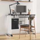 HOMCOM 39.4" Computer Desk with Keyboard Tray and CPU Stand - Black-Drawer and cabinet for storage of papers, books, pens, files, pencils, notebooks etc.