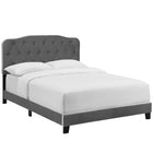Modway Amelia Performance Velvet Queen Bed - Grey-Padded Button-Tufted Headboard
