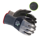 SHOWA 381MFT Pro Microporous Foam Embossed Grip Nitrile Glove - Microfiber Liner - Black/Grey - Small -Embossed S-shaped grip