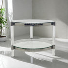 Plata Import Clemensia 23"W Round Side Table - Silver-Crafted with tempered glass shelves