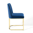 Modway Amplify Sled Base Performance Velvet Dining Side Chair - Gold/Navy-Dense Foam Padding