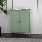 Manhattan Comfort Naomi 31.5" Modern Accent Cabinet - Green-Features 2 Standard Metal Doors with Vents and Vertical Metal Handles